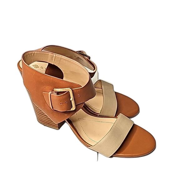 Sandals by Studio Isola Chunky Strap Leather Beige Tan Size 10 - Picture 1 of 8